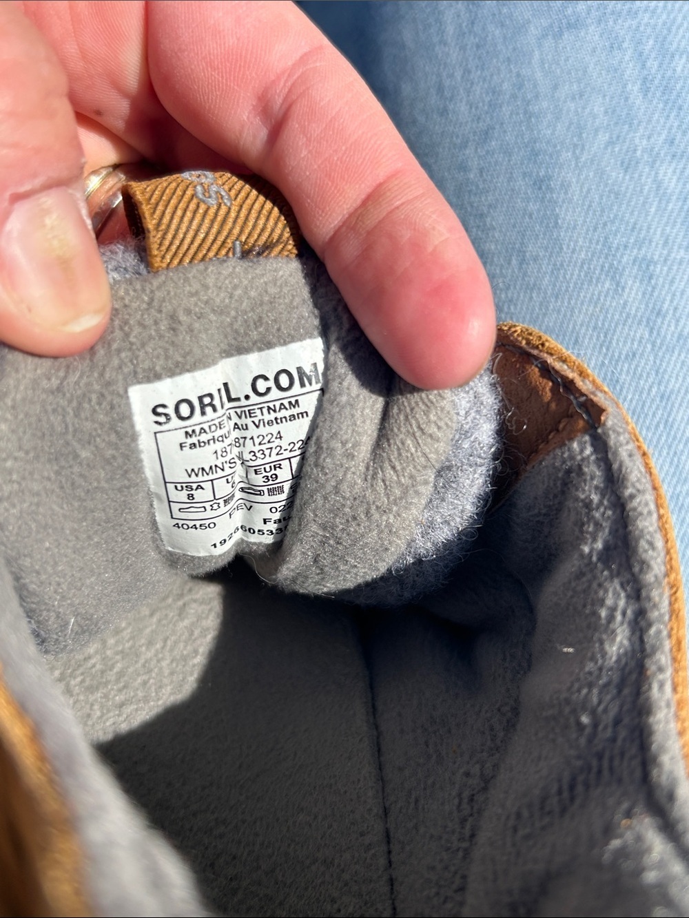 Sorel women’s Tan Leather & Gray Wool Trail Sneakers - Picture 9 of 9